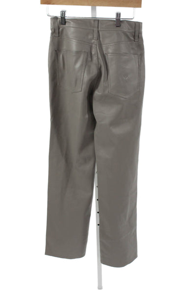 Hudson Unisex Gray Faux Leather Pants Button 30 Inseam 90s Size 26