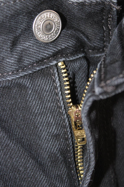 Levis Unisex Black Wide Leg Jeans 100% Cotton Mid Rise Button Size 25