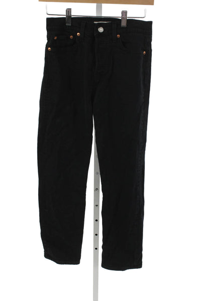 Levis Unisex Black Straight Jeans Mid Rise Button Fly Size 26