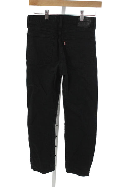 Levis Unisex Black Straight Jeans Mid Rise Button Fly Size 26