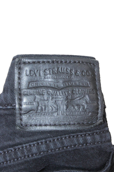 Levis Unisex Black Straight Jeans Mid Rise Button Fly Size 26