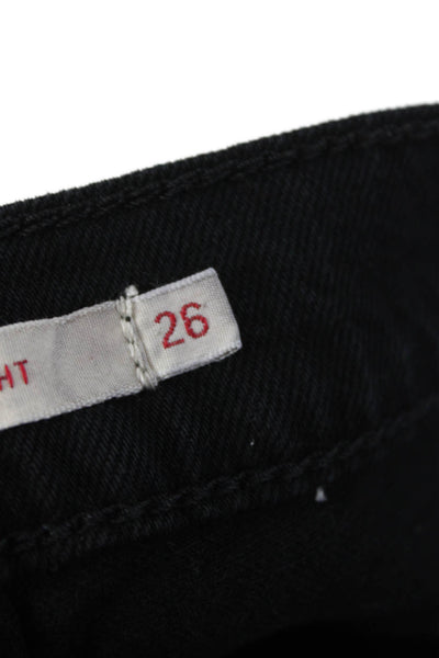 Levis Unisex Black Straight Jeans Mid Rise Button Fly Size 26