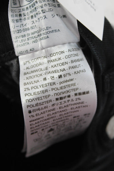 Levis Unisex Black Straight Jeans Mid Rise Button Fly Size 26