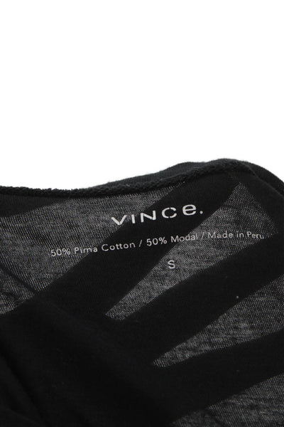 Vince Womens Black Basic Long Sleeve Crew Neck T-Shirt Size S
