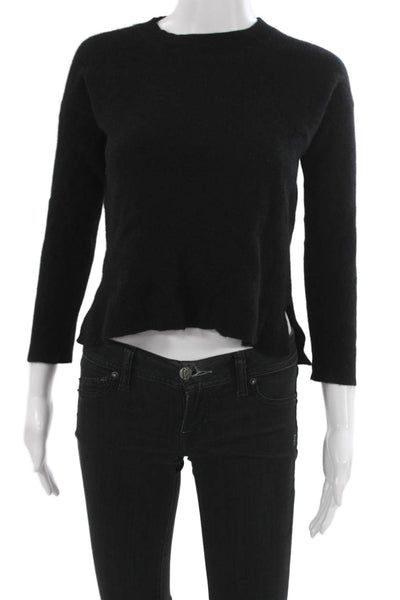Theory Women Cashmere Crew Neck Pullover Sweater Black Long Sleeve Size S