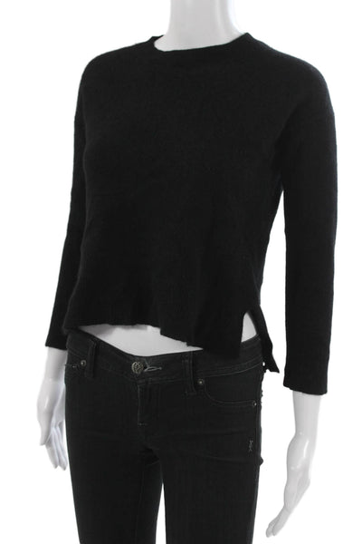 Theory Women Cashmere Crew Neck Pullover Sweater Black Long Sleeve Size S