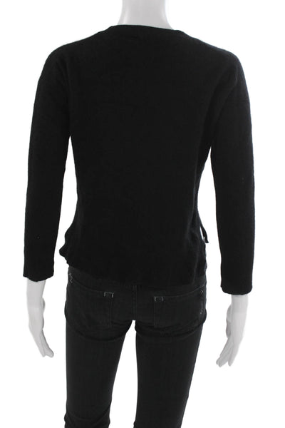 Theory Women Cashmere Crew Neck Pullover Sweater Black Long Sleeve Size S