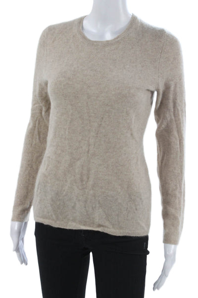 Cashmere Unisex Beige Pullover Sweater Crew Neck Long Sleeve Size L