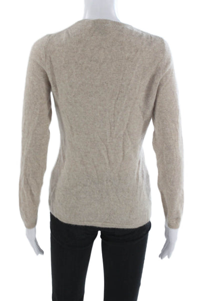 Cashmere Unisex Beige Pullover Sweater Crew Neck Long Sleeve Size L