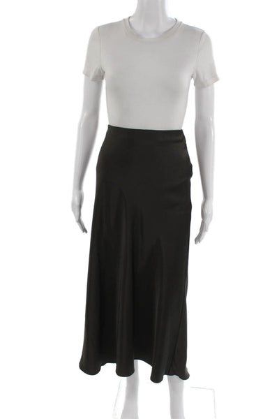 Zara Womens A-Line Maxi Skirt Black Satin Size S