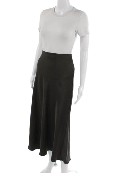 Zara Womens A-Line Maxi Skirt Black Satin Size S