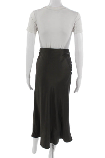 Zara Womens A-Line Maxi Skirt Black Satin Size S