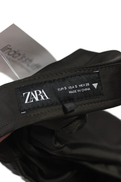 Zara Womens A-Line Maxi Skirt Black Satin Size S
