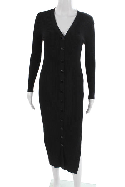 Line And Dot Womens Sweater Dress Black V-Neck Long Sleeve Rayon Size 28