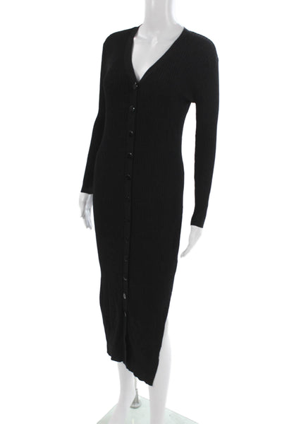 Line And Dot Womens Sweater Dress Black V-Neck Long Sleeve Rayon Size 28