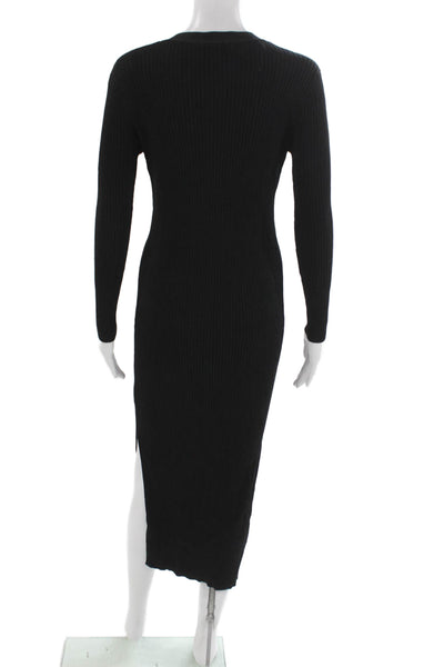 Line And Dot Womens Sweater Dress Black V-Neck Long Sleeve Rayon Size 28