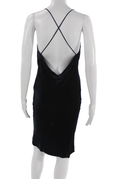 Joseph Women Slip Dress Blue Cowl Neck Sleeveless Rayon Silk Size 38