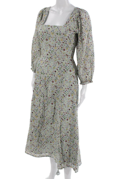 Baybala Womens Maxi Dress Multicolor Square Neck Long Sleeve Mid-Calf Zip Size S