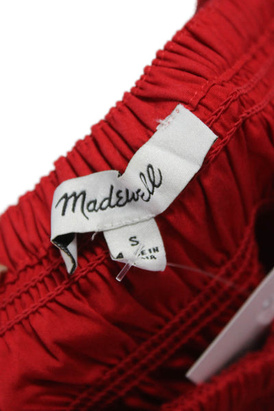 Madewell Women Sundress Red Linen Sleeveless Square Neck Beach Size S