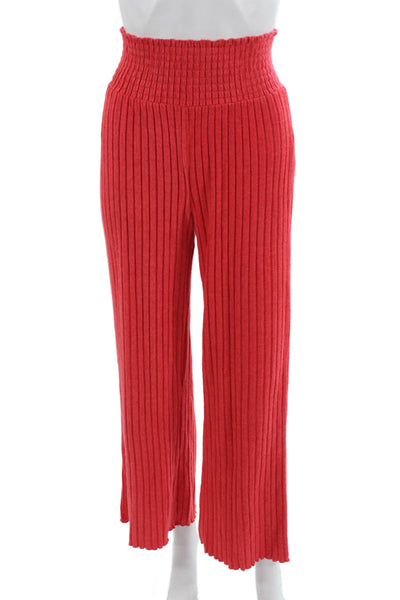 Z Supply Women Sweatpants Red Striped Polyester Spandex Bohemian Fall Size XS