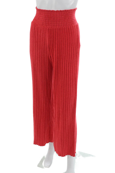 Z Supply Women Sweatpants Red Striped Polyester Spandex Bohemian Fall Size XS