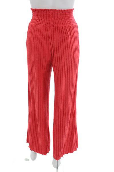 Z Supply Women Sweatpants Red Striped Polyester Spandex Bohemian Fall Size XS