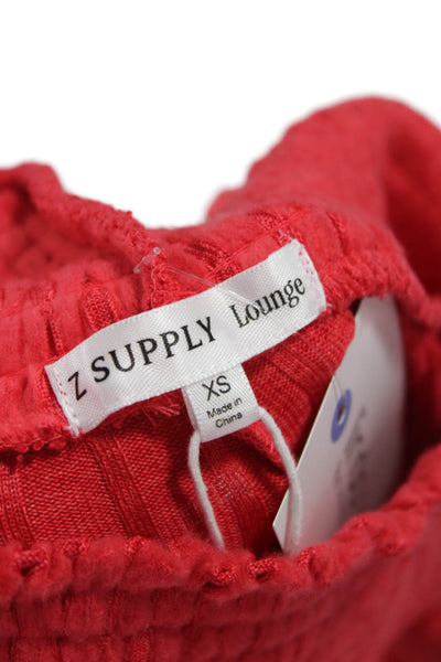 Z Supply Women Sweatpants Red Striped Polyester Spandex Bohemian Fall Size XS