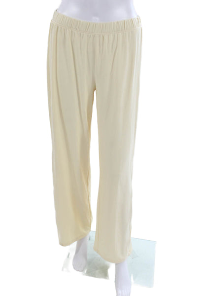 Barefoot Dreams Womens Sweatpants Ivory Polyester Blend Loungewear Size S
