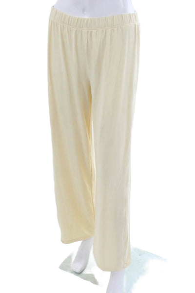 Barefoot Dreams Womens Sweatpants Ivory Polyester Blend Loungewear Size S