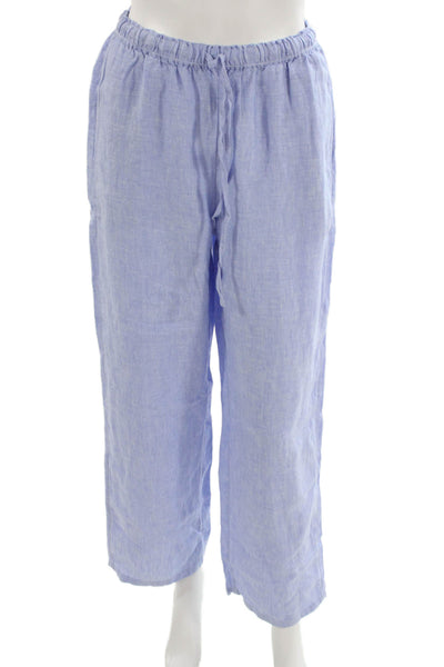 J Crew Women Cropped Linen Pants Light Blue Drawstring Size XS