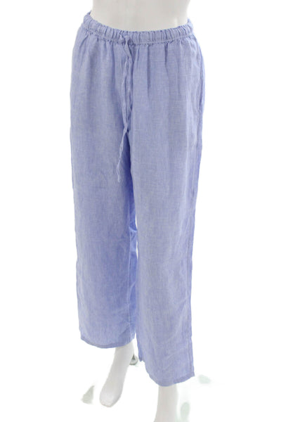 J Crew Women Cropped Linen Pants Light Blue Drawstring Size XS