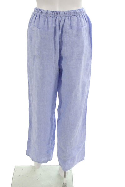 J Crew Women Cropped Linen Pants Light Blue Drawstring Size XS