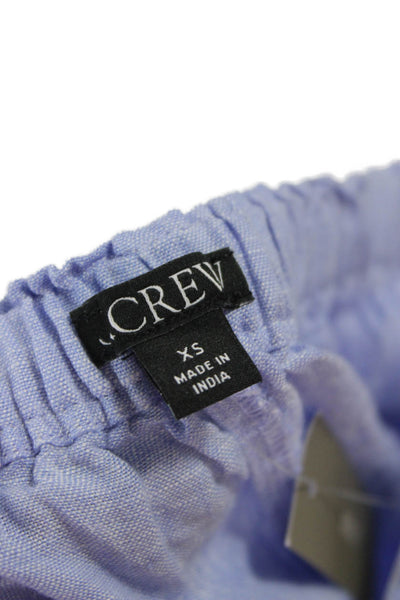J Crew Women Cropped Linen Pants Light Blue Drawstring Size XS