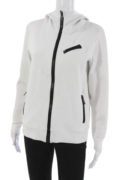 ALALA Womens White Full Zip Hoodie Long Sleeve Size S