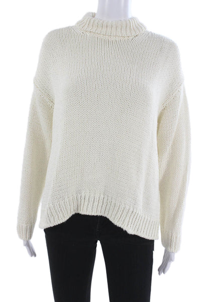 MJW. Unisex White Mock Neck Long Sleeve Pullover Size S