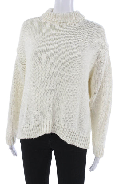 MJW. Unisex White Mock Neck Long Sleeve Pullover Size S