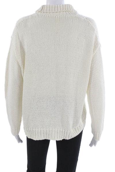 MJW. Unisex White Mock Neck Long Sleeve Pullover Size S
