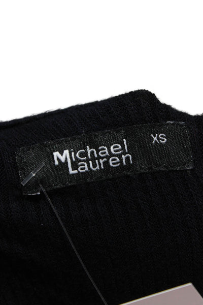 Michael Lauren Women Dark Blue Plaid Henley Hoodie Button Long Sleeve Size XS