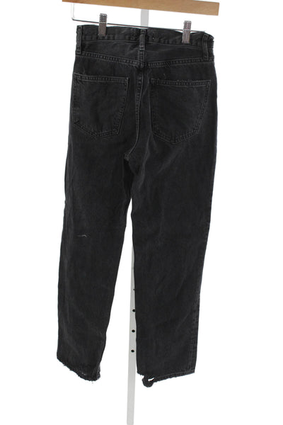 Agolde Women Petites Cropped Straight Black Mid Rise Jeans Size 23