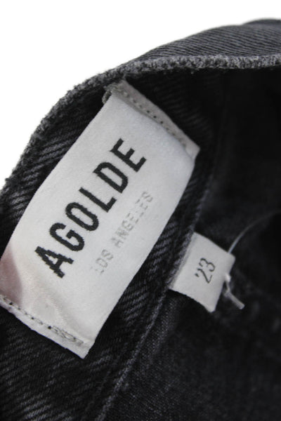 Agolde Women Petites Cropped Straight Black Mid Rise Jeans Size 23