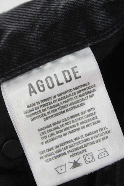 Agolde Women Petites Cropped Straight Black Mid Rise Jeans Size 23