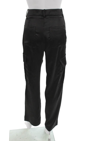 Zara Womens Cargo Pants Black Button Polyester Size XS