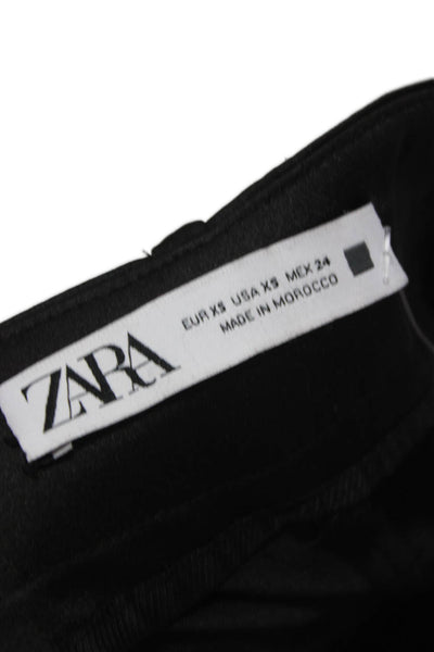 Zara Womens Cargo Pants Black Button Polyester Size XS