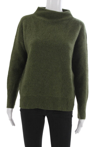 Vince Unisex Green 100% Cashmere Mock Neck Pullover Sweater Size 2XS