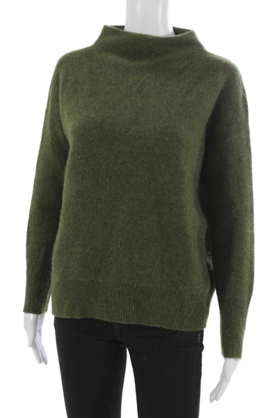 Vince Unisex Green 100% Cashmere Mock Neck Pullover Sweater Size 2XS