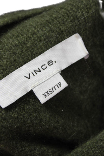 Vince Unisex Green 100% Cashmere Mock Neck Pullover Sweater Size 2XS