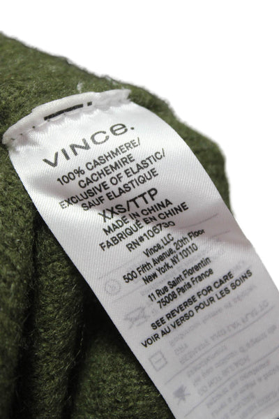 Vince Unisex Green 100% Cashmere Mock Neck Pullover Sweater Size 2XS