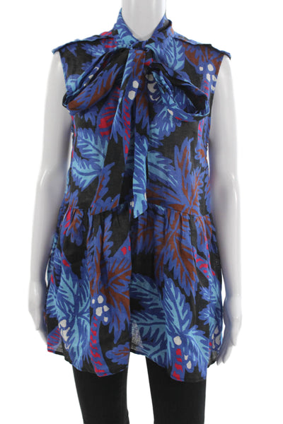 Rachel Comey Womens Multi Linen Floral Shift Blouse Sleeveless Size 2