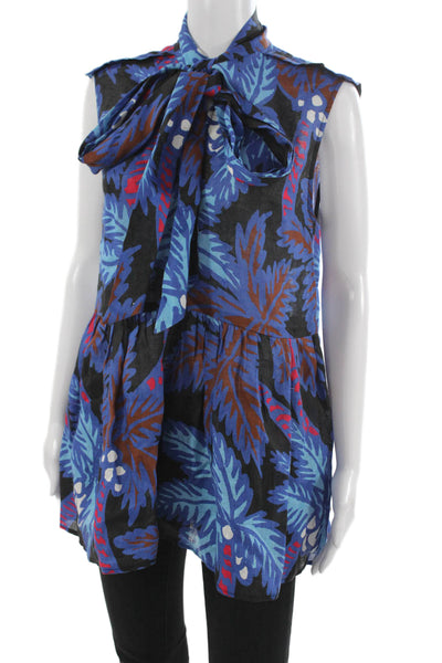 Rachel Comey Womens Multi Linen Floral Shift Blouse Sleeveless Size 2