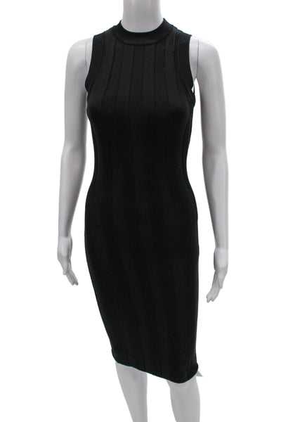 Milly Womens Sleeveless Bodycon High Neck Mid Calf Black Viscose Dress Size 0P